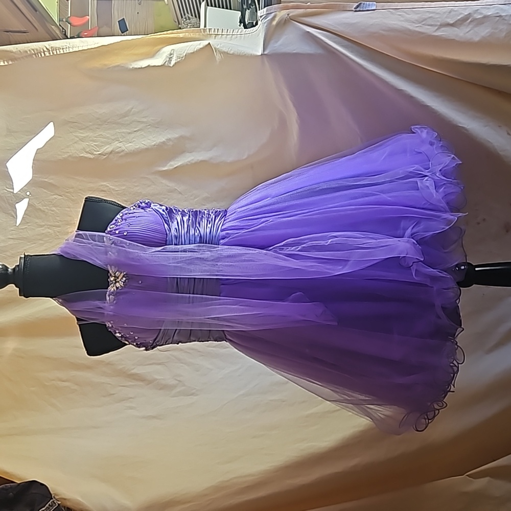 Fabuluxe Couture Bling Purple Short A-Line Dress